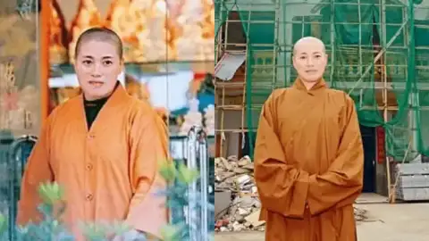 假尼姑僧袍下藏黑丝